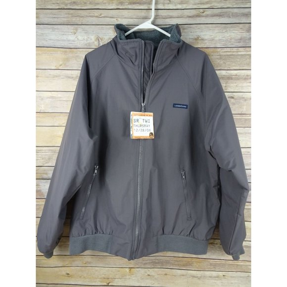Lands End Jacket Lined Large 42-44 Zip Front Inside Pockets Thermplite Windcheck - Picture 1 of 11